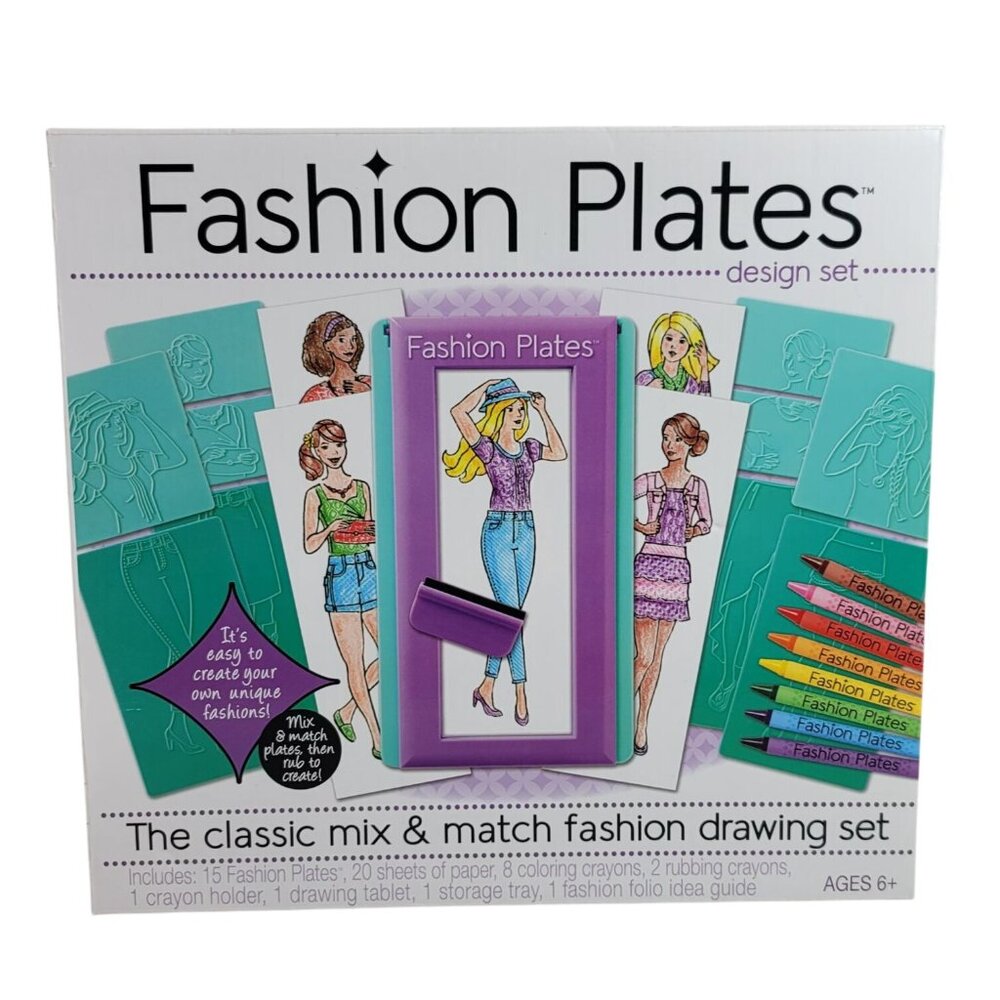 Fashion Plates Design Set Imprint Rubbing Arts & Crafts Mix & Match Drawing 2015